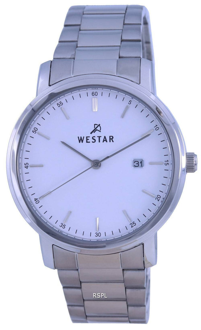 Westar weiÃes Zifferblatt Edelstahl Quarz 50243 STN 101 Herrenuhr