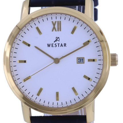 Westar WeiÃes Zifferblatt Goldfarbener Edelstahl Quarz 50244 GPN 101 Herrenuhr