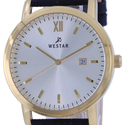 Westar Silbernes Zifferblatt Lederarmband Quarz 50244 GPN 102 Herrenuhr