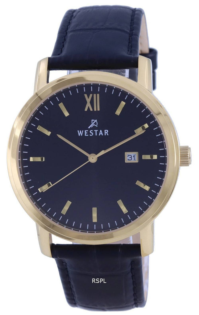 Westar Schwarzes Zifferblatt Goldfarbener Edelstahl Quarz 50244 GPN 103 Herrenuhr