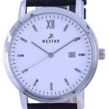 Westar weiÃes Zifferblatt Lederarmband Quarz 50244 STN 101 Herrenuhr