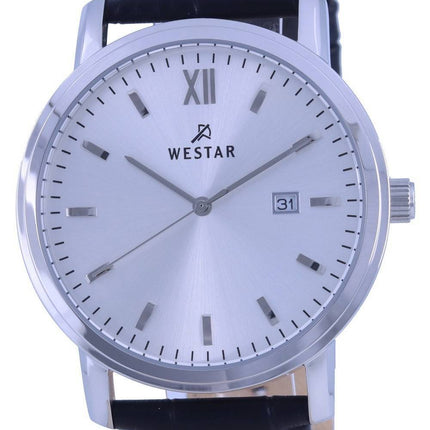 Westar weiÃes Zifferblatt Lederarmband Quarz 50244 STN 107 Herrenuhr