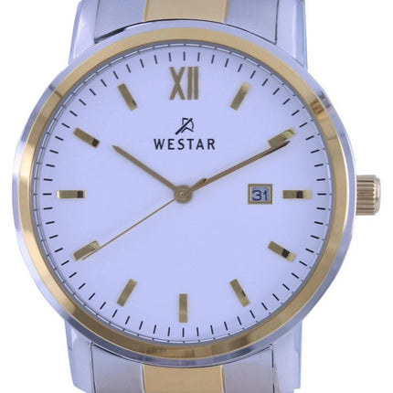 Westar White Dial Two Tone Edelstahl Quarz 50245 CBN 101 Herrenuhr