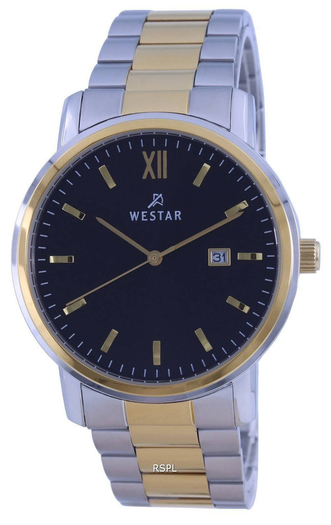 Westar Black Two Tone Edelstahl Quarz 50245 CBN 103 Herrenuhr