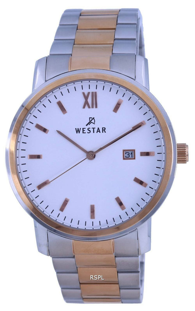 Westar White Dial Two Tone Edelstahl Quarz 50245 SPN 601 Herrenuhr