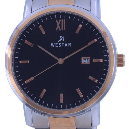 Westar Black Dial Two Tone Edelstahl Quarz 50245 SPN 603 Herrenuhr