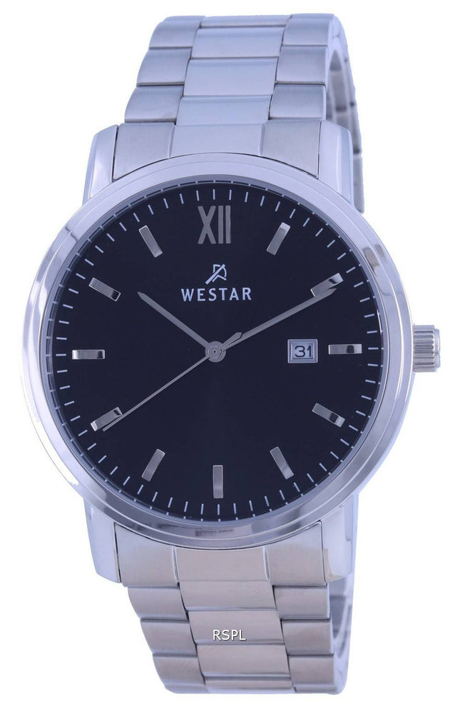 Westar Schwarzes Zifferblatt Edelstahl Quarz 50245 STN 103 Herrenuhr