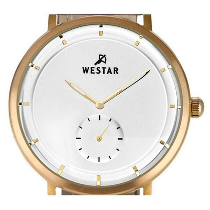 Westar Profile Lederarmband, silbernes Zifferblatt, Quarz 50246BZZ187 Herrenuhr