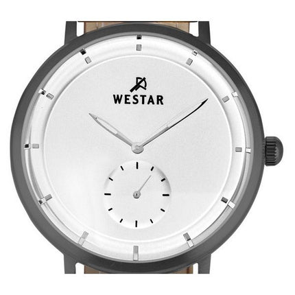 Westar Profile Lederarmband, silbernes Zifferblatt, Quarz 50246GGN187 Herrenuhr