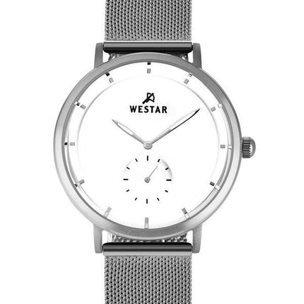 Westar Profile Edelstahl Mesh weißes Zifferblatt Quarz 50247STN101 Herrenuhr