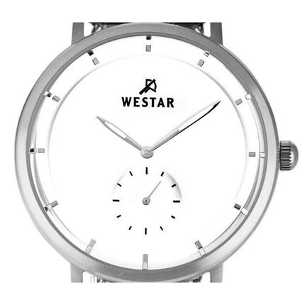 Westar Profile Edelstahl Mesh weißes Zifferblatt Quarz 50247STN101 Herrenuhr