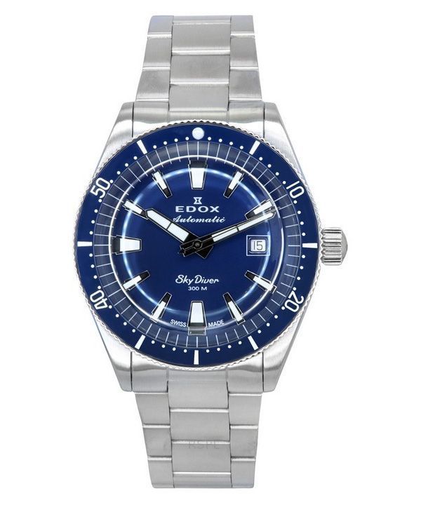 Edox Skydiver Date Limited Edition Edelstahl blaues Zifferblatt Automatik Taucheruhr 80126 3BUM BUIN 300M Herrenuhr