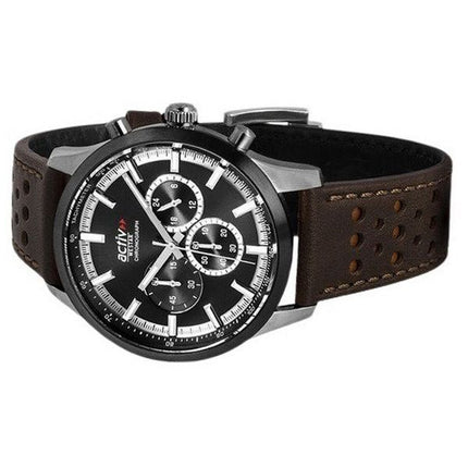 Westar Activ Chronograph Lederarmband, schwarzes Zifferblatt, Quarz 90265SBN123 Herrenuhr