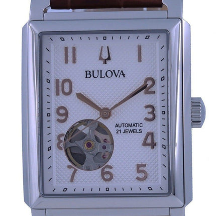 Bulova Sutton weißes Zifferblatt Lederband Automatik 96A268 Herrenuhr