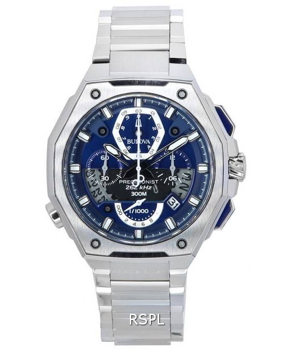 Bulova Precisionist Chronograph blaues Zifferblatt Quarz Taucheruhr 96B349 300M Herrenuhr