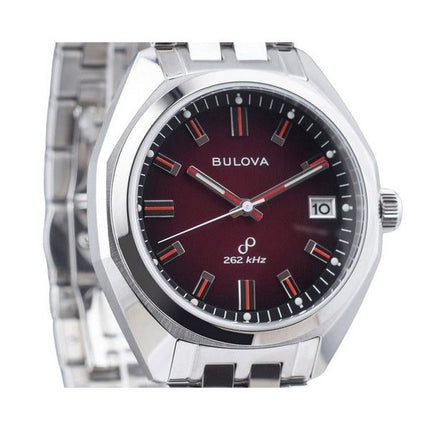 Bulova Classic Precisionist Jet Star Edelstahl rotes Zifferblatt Quarz 96B401 Herrenuhr