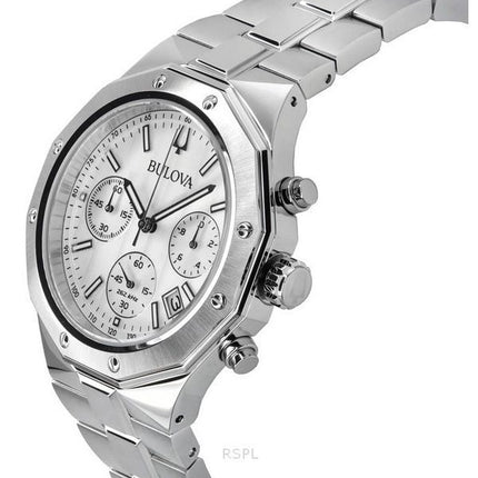 Bulova Classic Precisionist Chronograph Edelstahl Silber Zifferblatt Quarz 96B408 100M Herrenuhr