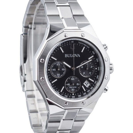 Bulova Classic Precisionist Octagon Chronograph Edelstahl schwarzes Zifferblatt Quarz 96B410 100M Herrenuhr