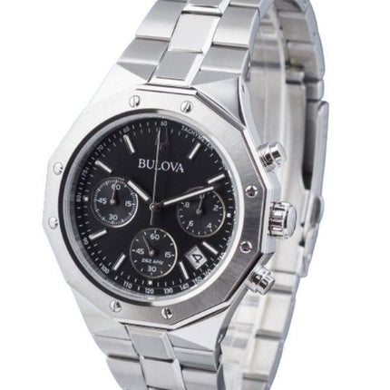 Bulova Classic Precisionist Octagon Chronograph Edelstahl schwarzes Zifferblatt Quarz 96B410 100M Herrenuhr