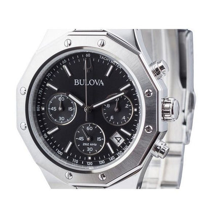 Bulova Classic Precisionist Octagon Chronograph Edelstahl schwarzes Zifferblatt Quarz 96B410 100M Herrenuhr