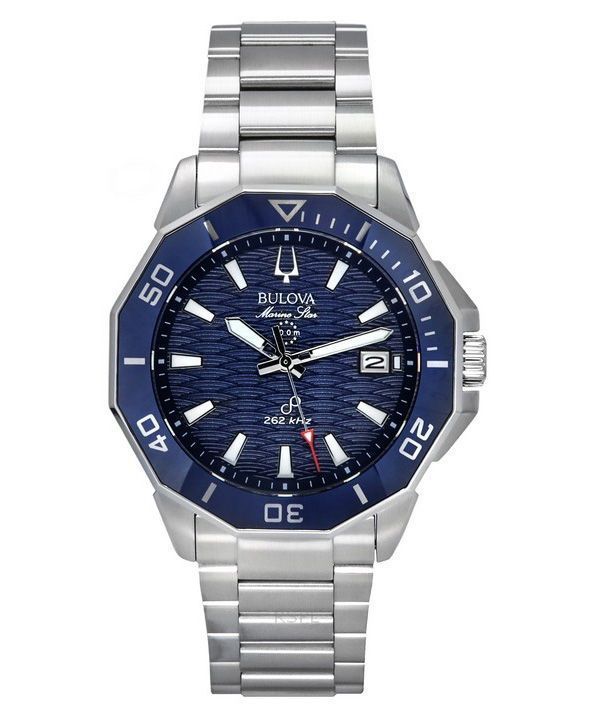 Bulova Marine Star Precisionist Edelstahl blaues Zifferblatt Quarz Taucheruhr 96B433 200M Herrenuhr