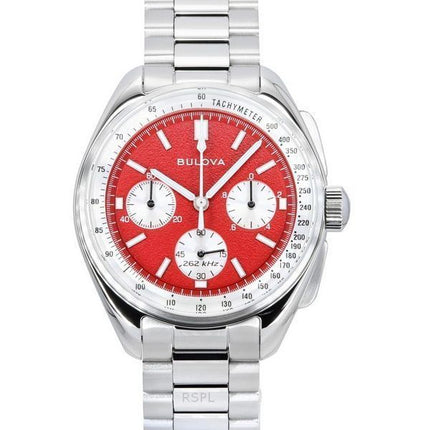 Bulova Lunar Pilot Chronograph Edelstahl rotes Zifferblatt Quarz 96K115 Herrenuhr