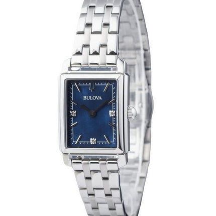 Bulova Classic Sutton Diamond Accent Edelstahl blaues Zifferblatt Quarz 96P245 Damenuhr