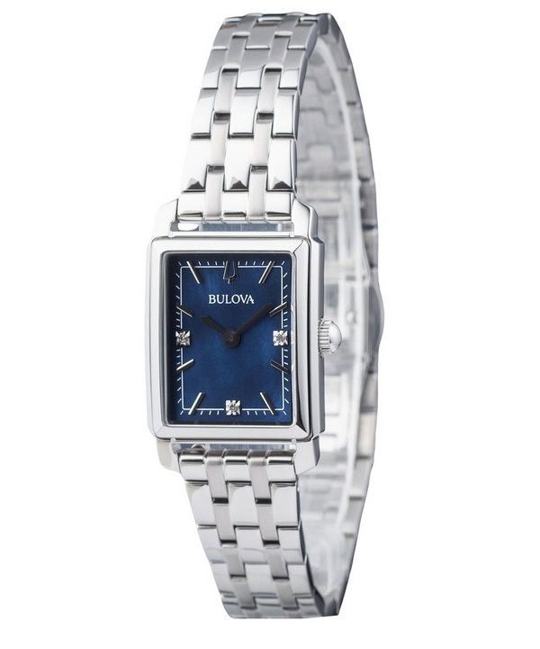 Bulova Classic Sutton Diamond Accent Edelstahl blaues Zifferblatt Quarz 96P245 Damenuhr