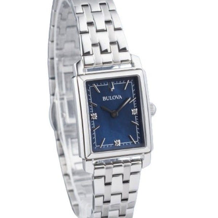 Bulova Classic Sutton Diamond Accent Edelstahl blaues Zifferblatt Quarz 96P245 Damenuhr