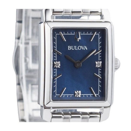 Bulova Classic Sutton Diamond Accent Edelstahl blaues Zifferblatt Quarz 96P245 Damenuhr