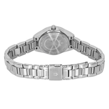 Bulova Sutton Diamond Accents Edelstahl Hellblaues Zifferblatt Quarz 96P250 Damenuhr