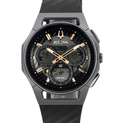 Bulova Curv Chronograph Kautschukarmband, graues Zifferblatt, Quarz 98A162 Herrenuhr