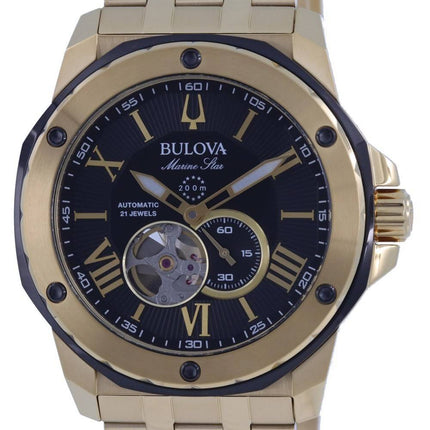 Bulova Marine Star Open Heart Schwarzes Zifferblatt Automatische Taucheruhr 98A273 200M Herrenuhr