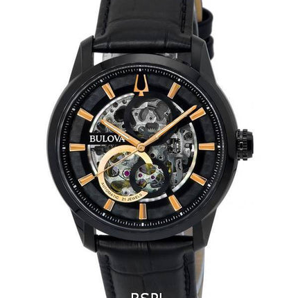 Bulova Classic Sutton Black Skeleton Dial Automatic 98A283 Herrenuhr