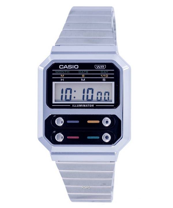 Casio Vintage Digital Edelstahl A100WE-1A A100WE-1 Herrenuhr