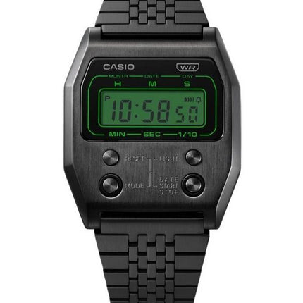 Casio Vintage Digital schwarz ionenbeschichteter Edelstahl Quarz A1100B-1 Unisex-Uhr