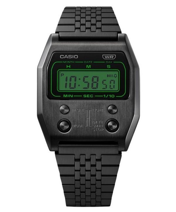 Casio Vintage Digital schwarz ionenbeschichteter Edelstahl Quarz A1100B-1 Unisex-Uhr