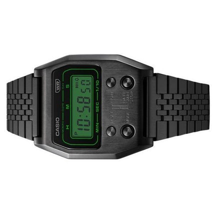 Casio Vintage Digital schwarz ionenbeschichteter Edelstahl Quarz A1100B-1 Unisex-Uhr