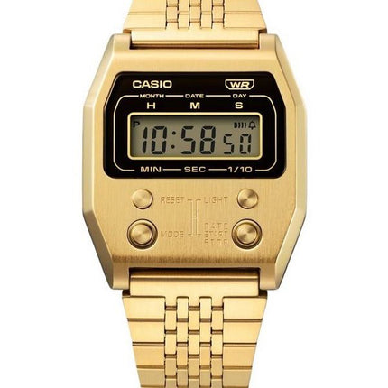 Casio Vintage Digital vergoldete Edelstahl-Quarz-Armbanduhr A1100G-5 Unisex