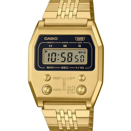 Casio Vintage Digital vergoldete Edelstahl-Quarz-Armbanduhr A1100G-5 Unisex