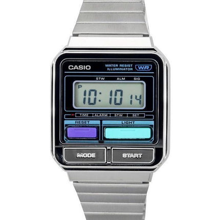 Casio Vintage Digital Edelstahlarmband Quarz A120WE-1A Unisex-Uhr