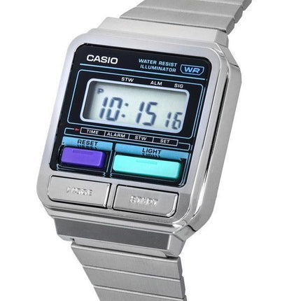 Casio Vintage Digital Edelstahlarmband Quarz A120WE-1A Unisex-Uhr