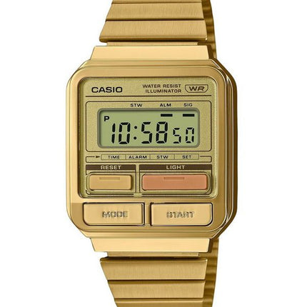 Casio Vintage Digital vergoldete Edelstahl-Quarzuhr A120WEG-9A Unisex-Armbanduhr