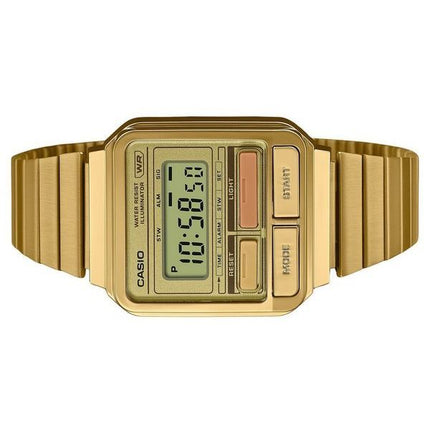 Casio Vintage Digital vergoldete Edelstahl-Quarzuhr A120WEG-9A Unisex-Armbanduhr