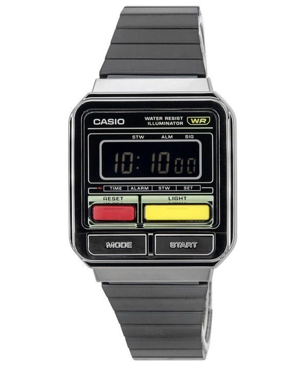 Casio Vintage Digital Edelstahlarmband Quarz A120WEGG-1B Unisex-Uhr