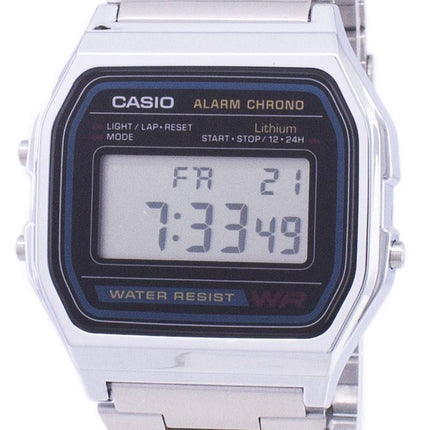 Casio Digital Edelstahl Täglicher Alarm A158WA-1DF A158WA-1 Herrenuhr