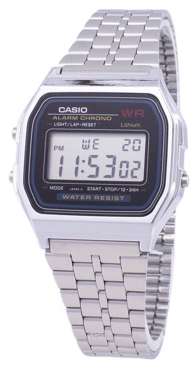 Casio Digital Alarm Chrono Edelstahl A159WA-N1DF A159WA-N1 Herrenuhr