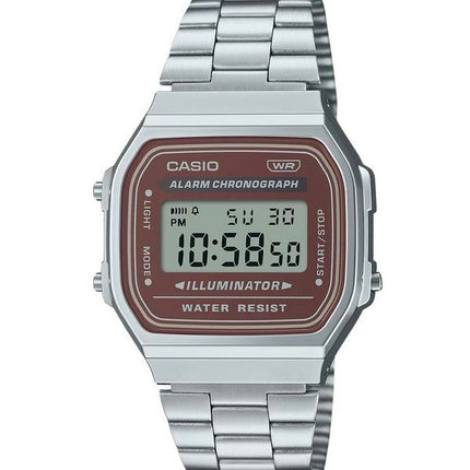 Casio Vintage Digital Edelstahlarmband Quarz A168WA-5A Herrenuhr