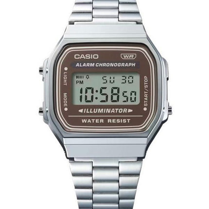 Casio Vintage Digital Edelstahlarmband Quarz A168WA-5A Herrenuhr