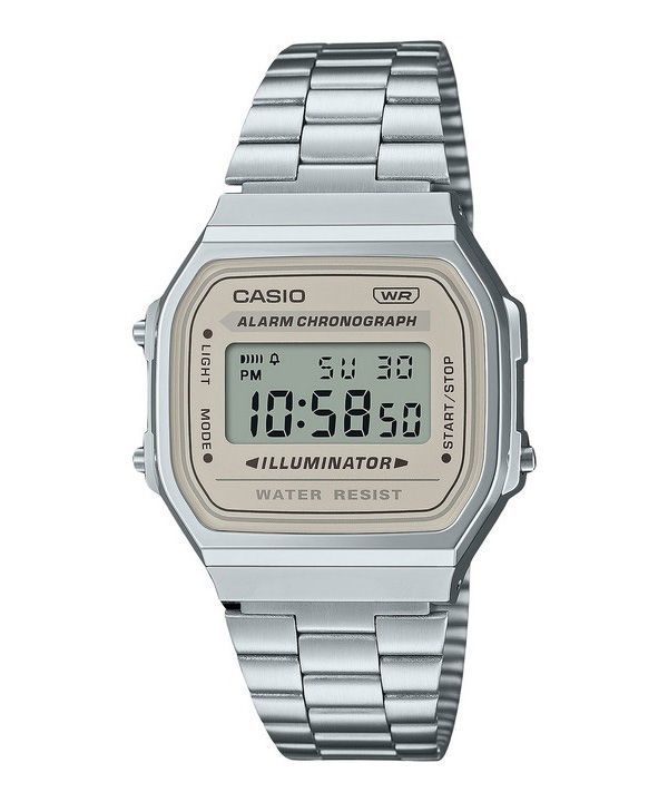 Casio Vintage Digital Edelstahlarmband Quarz A168WA-8 Unisex-Uhr